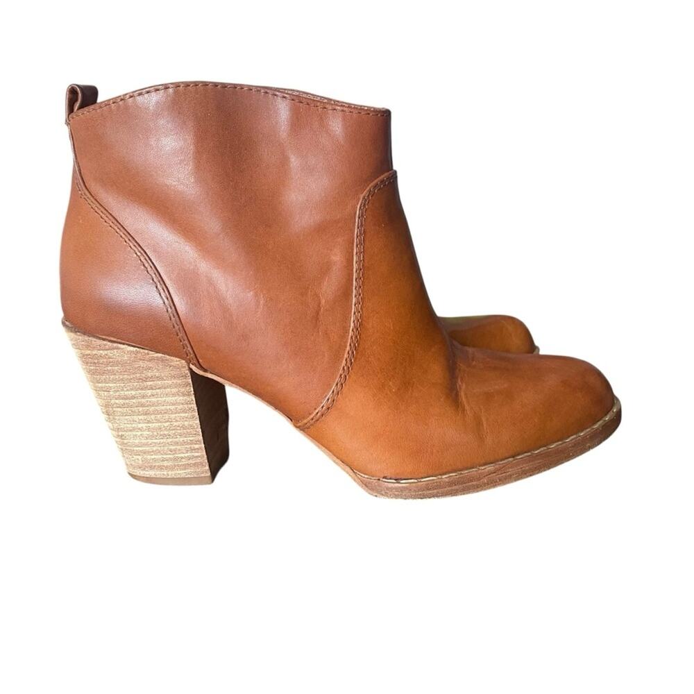 Michael Kors Wayland Brown Cognac Leather Ankle Heeled Boots size 8 - Picture 2 of 10